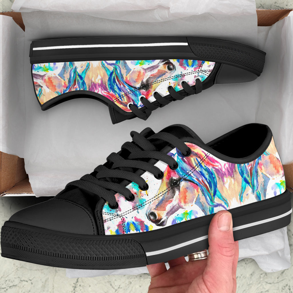 Watercolor Horse Canvas Shoes