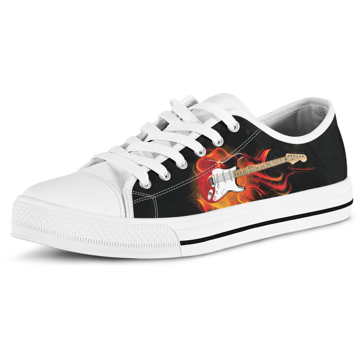 Electric Guitar on Fire Canvas Shoes