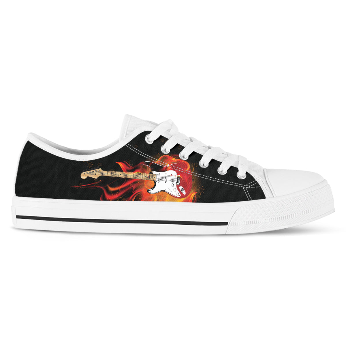 Electric Guitar on Fire Canvas Shoes