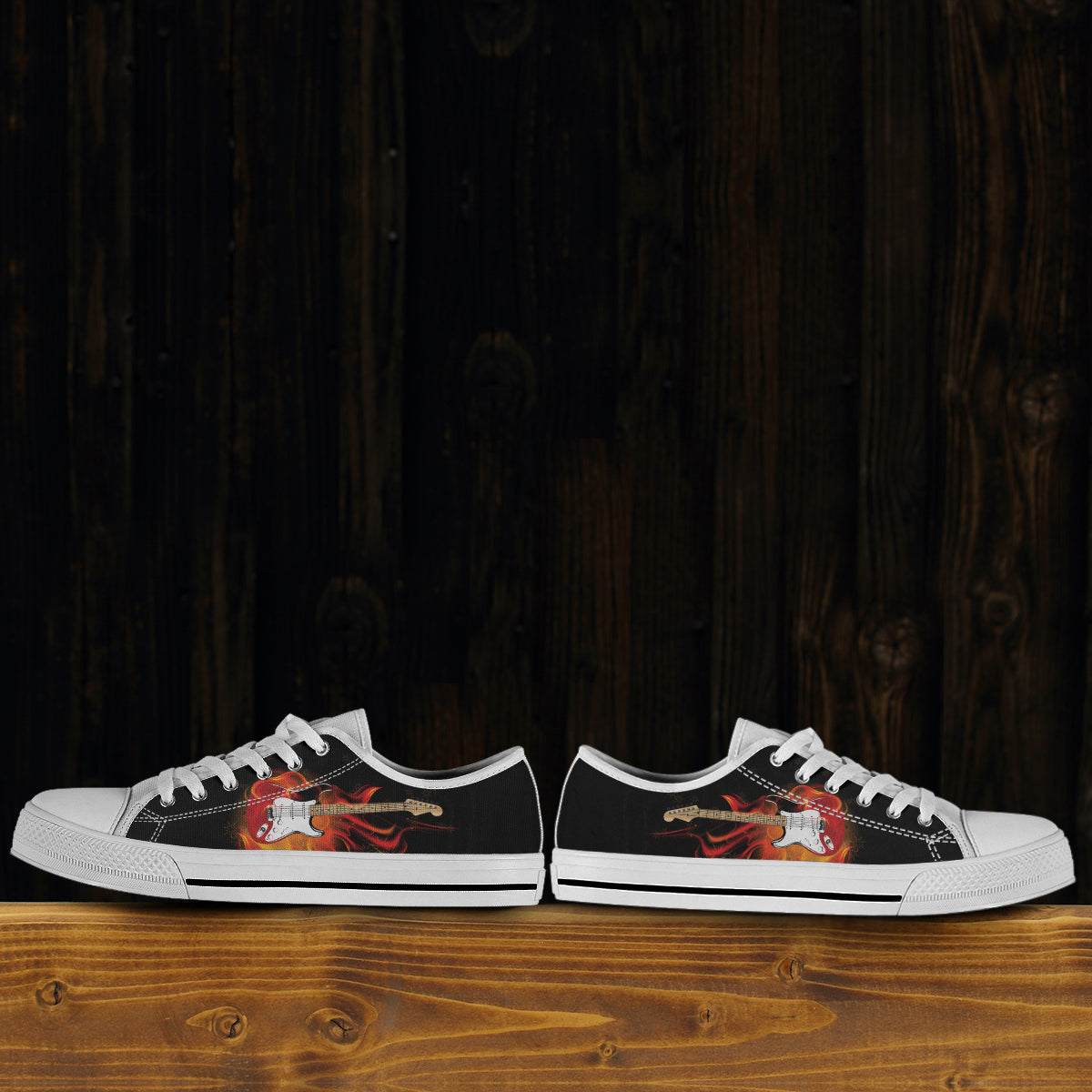 Electric Guitar on Fire Canvas Shoes