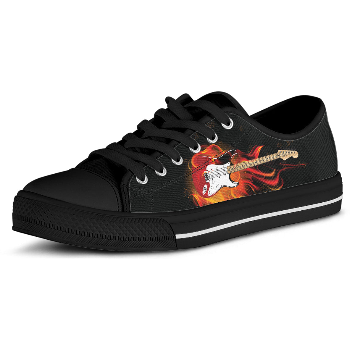Electric Guitar on Fire Canvas Shoes