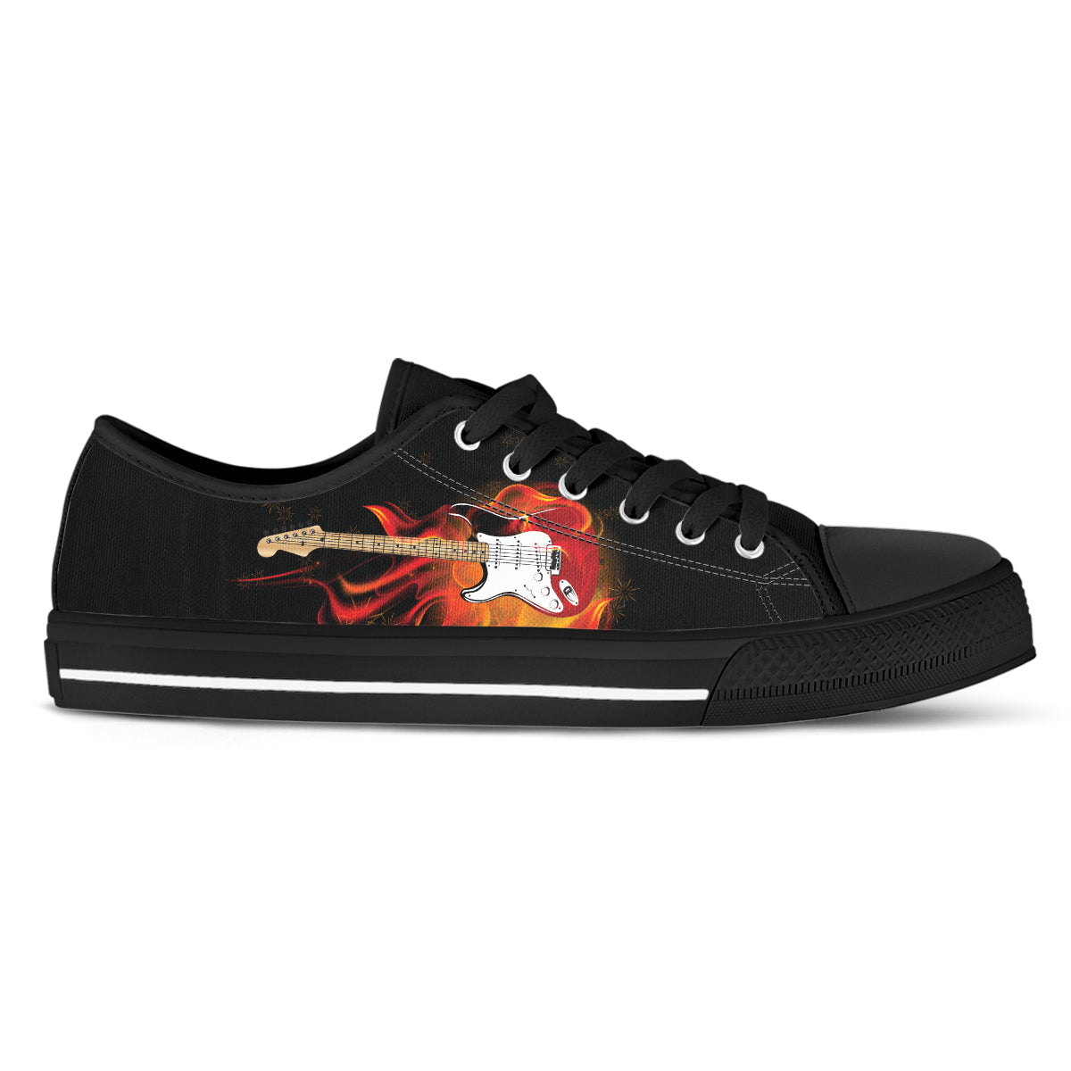 Electric Guitar on Fire Canvas Shoes