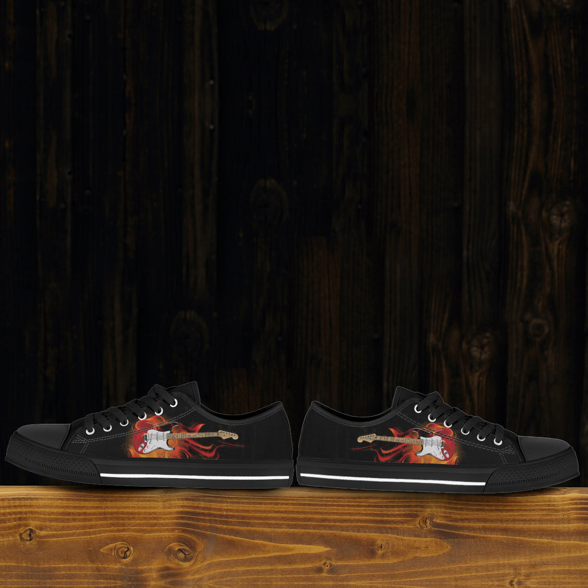 Electric Guitar on Fire Canvas Shoes
