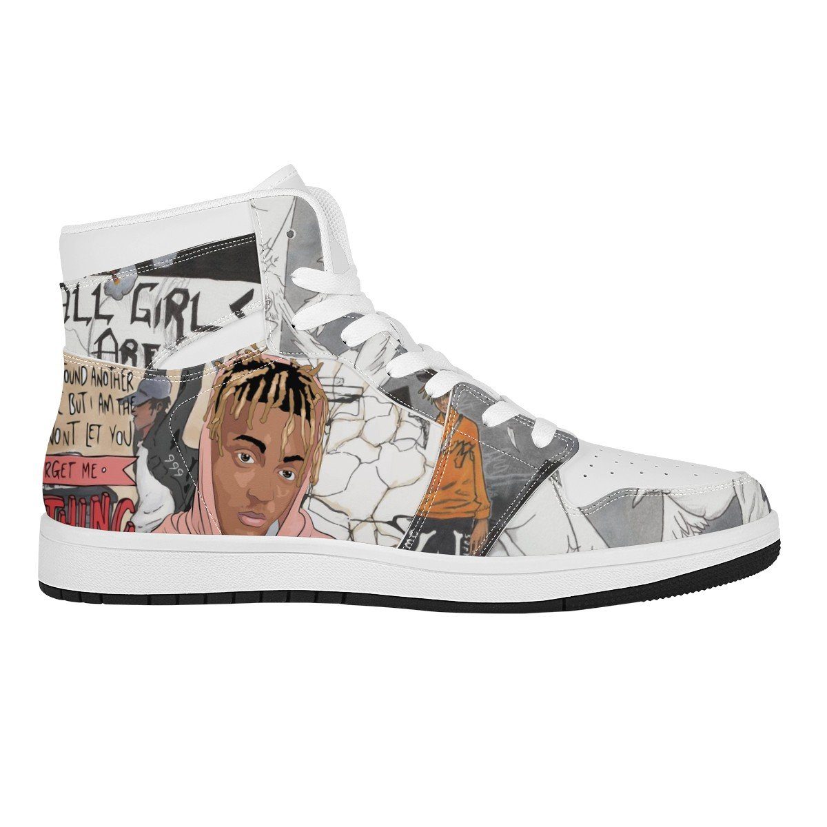 999 High Top Leather Sneaker Custom Jordan 1, Rapper, Juice Wrld, JW noxfan 
