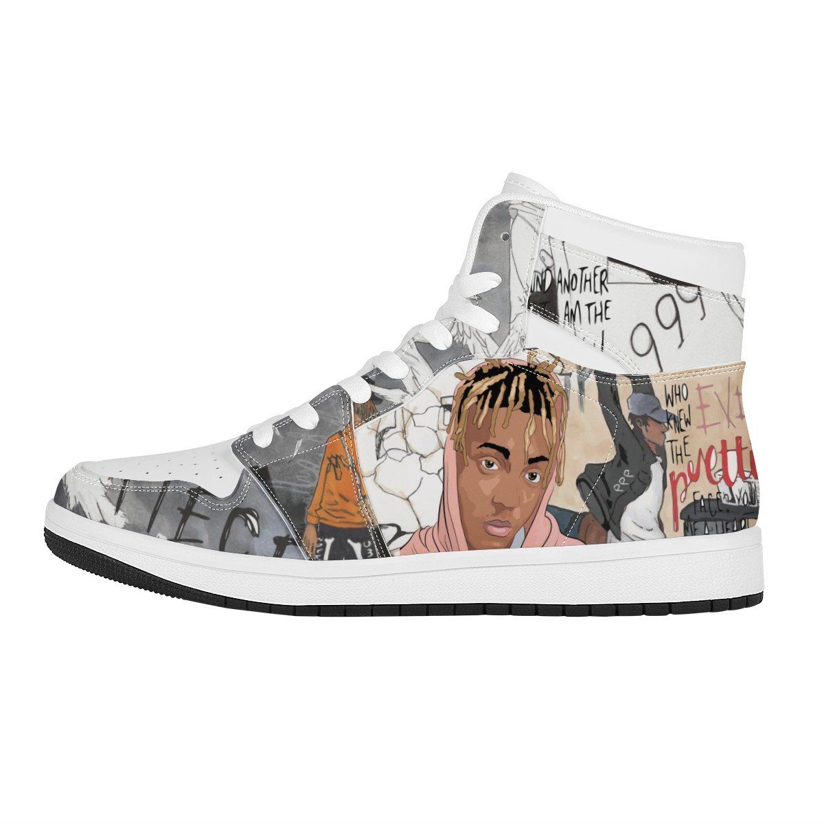 999 High Top Leather Sneaker Custom Jordan 1, Rapper, Juice Wrld, JW noxfan Women US5.5 (EU36) 