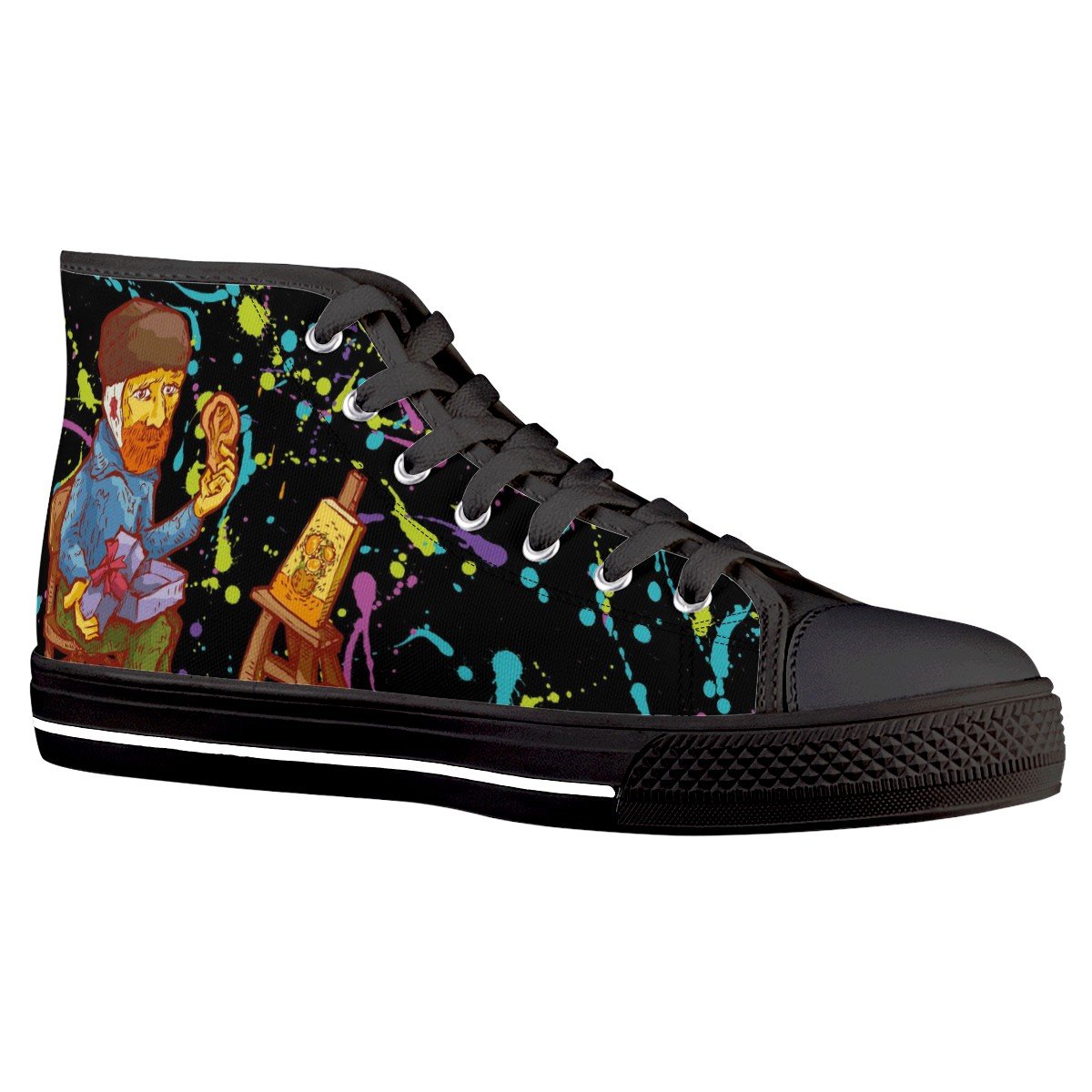 Splatter Van Gogh Custom Converse Chuck Taylor High Top Canvas Shoes