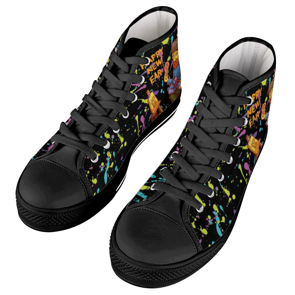 Splatter Van Gogh Custom Converse Chuck Taylor High Top Canvas Shoes