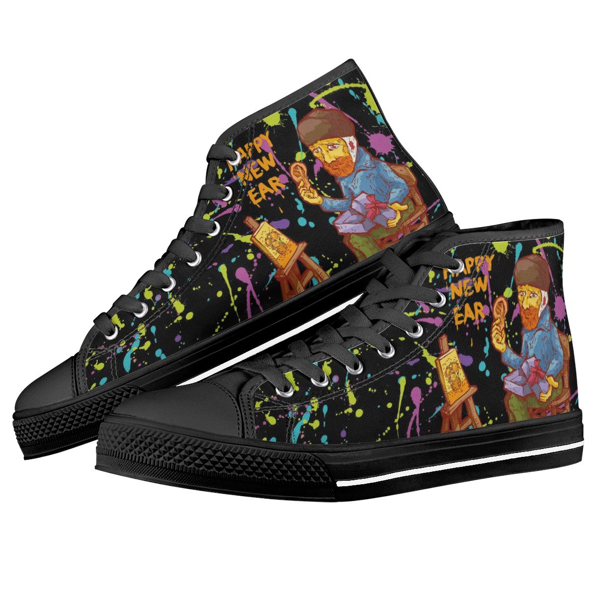 Splatter Van Gogh Custom Converse Chuck Taylor High Top Canvas Shoes