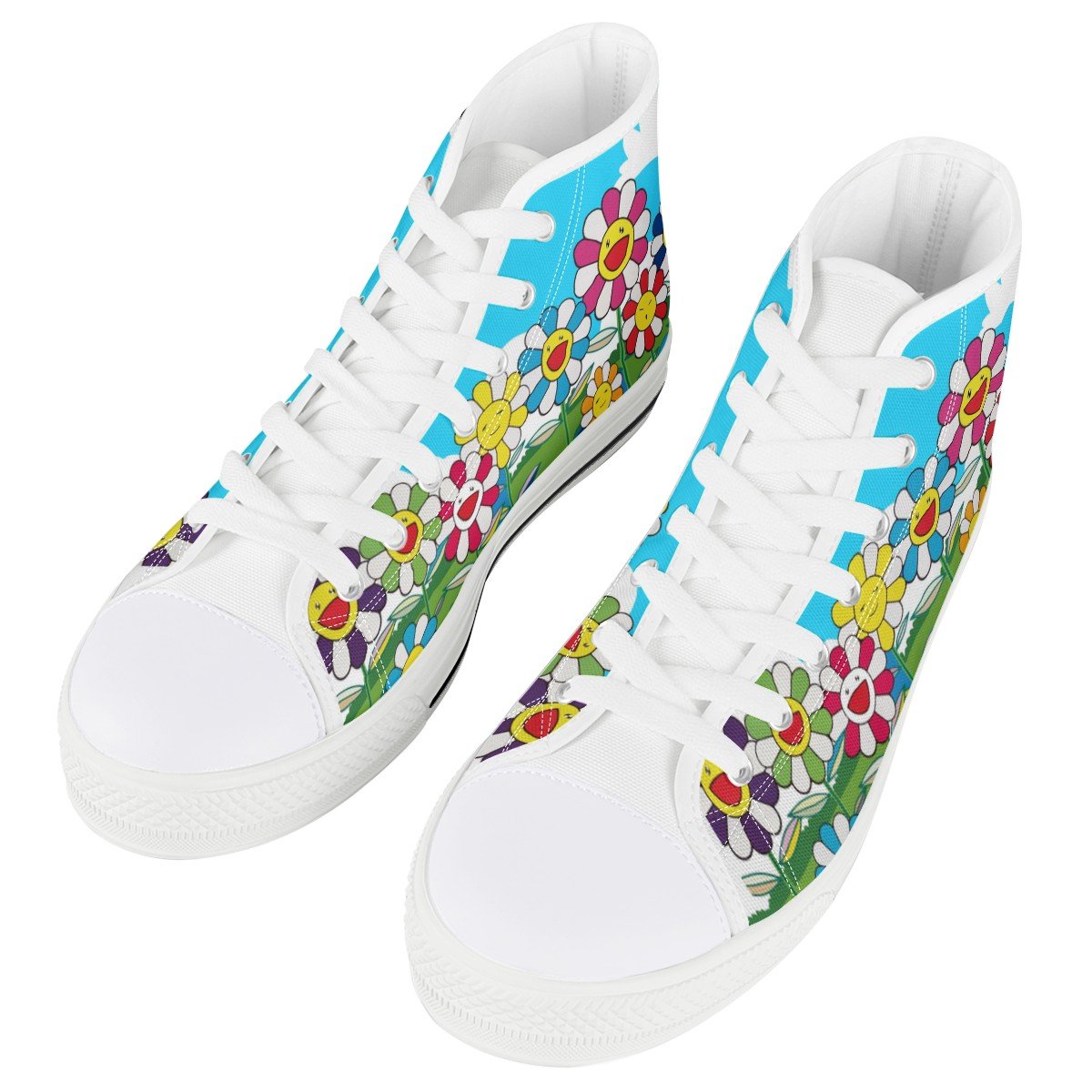 Takashi Murakami Sunflower Custom Converse Chuck Taylor High Top Canvas Shoes