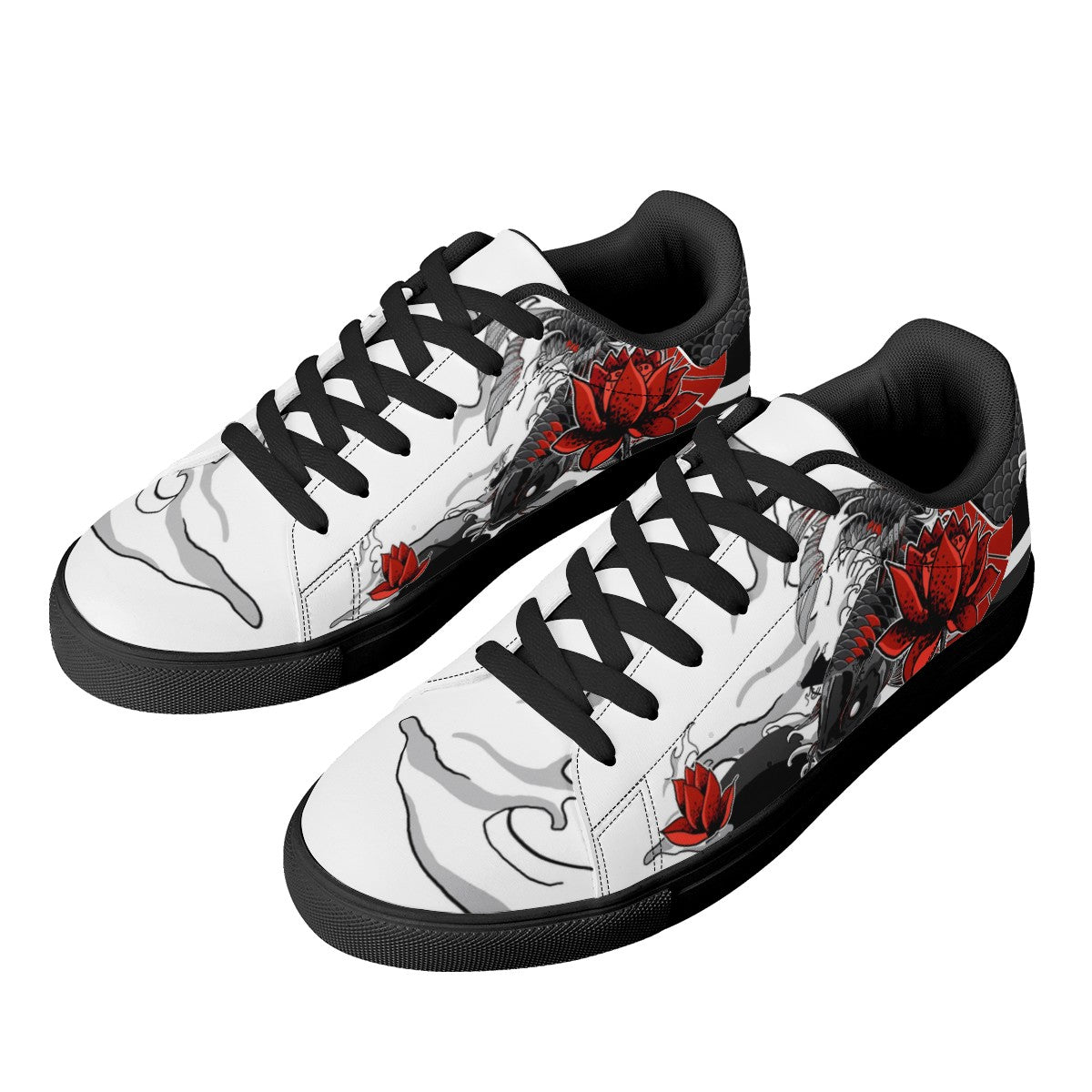 Koi Fish Low Top Leather Shoes