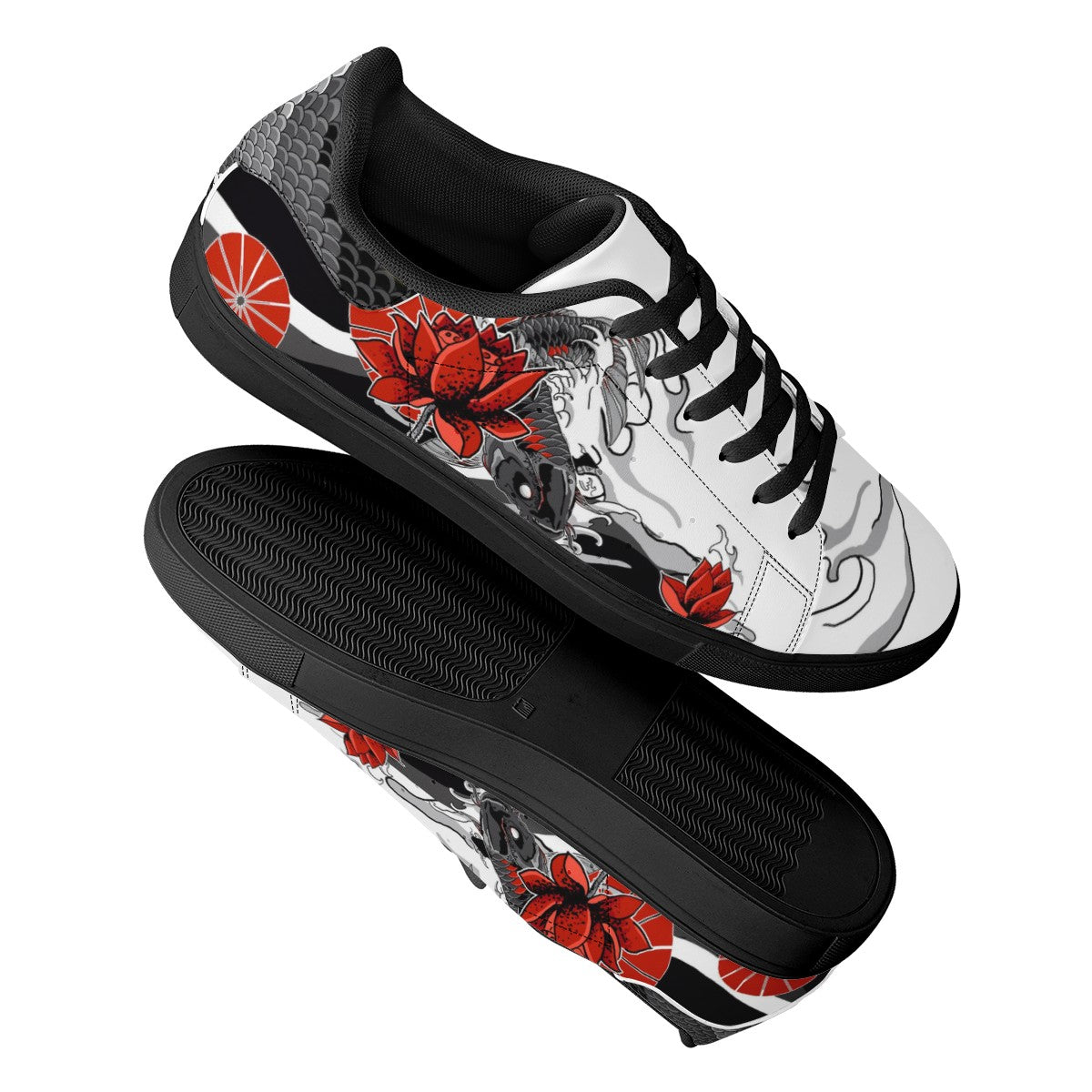 Koi Fish Low Top Leather Shoes