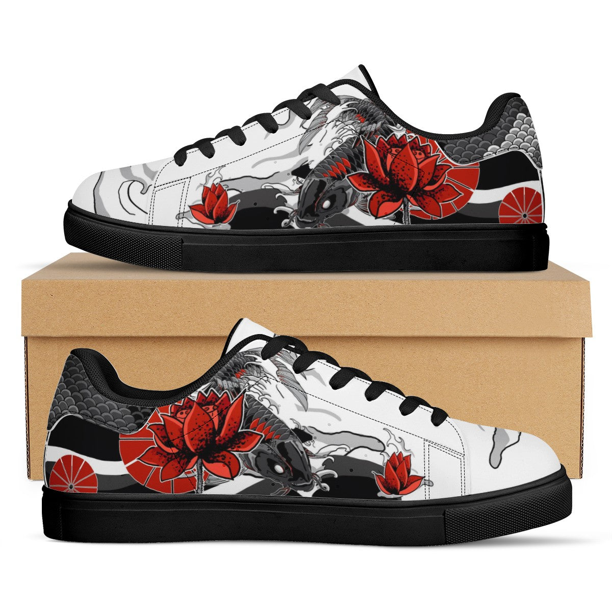 Koi Fish Low Top Leather Shoes