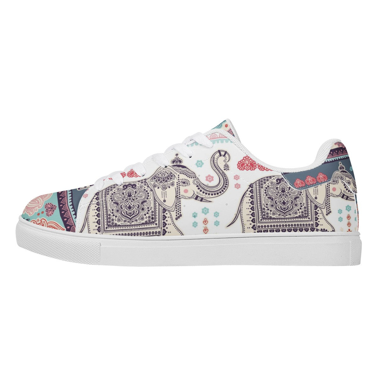 Elephant White Low Top Leather Shoes