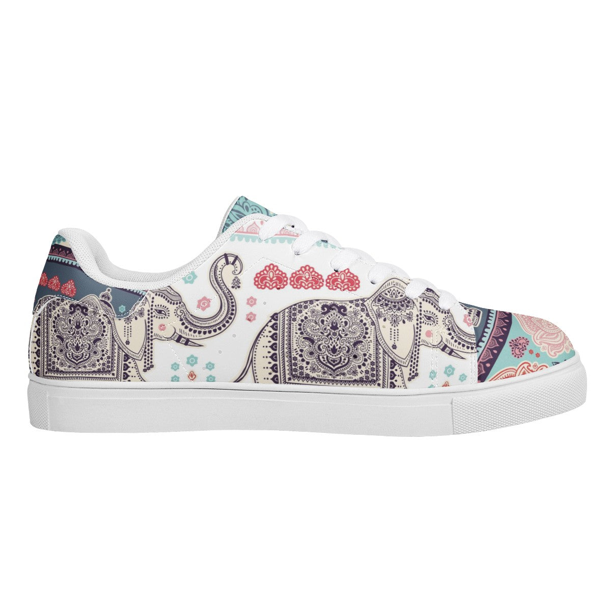 Elephant White Low Top Leather Shoes