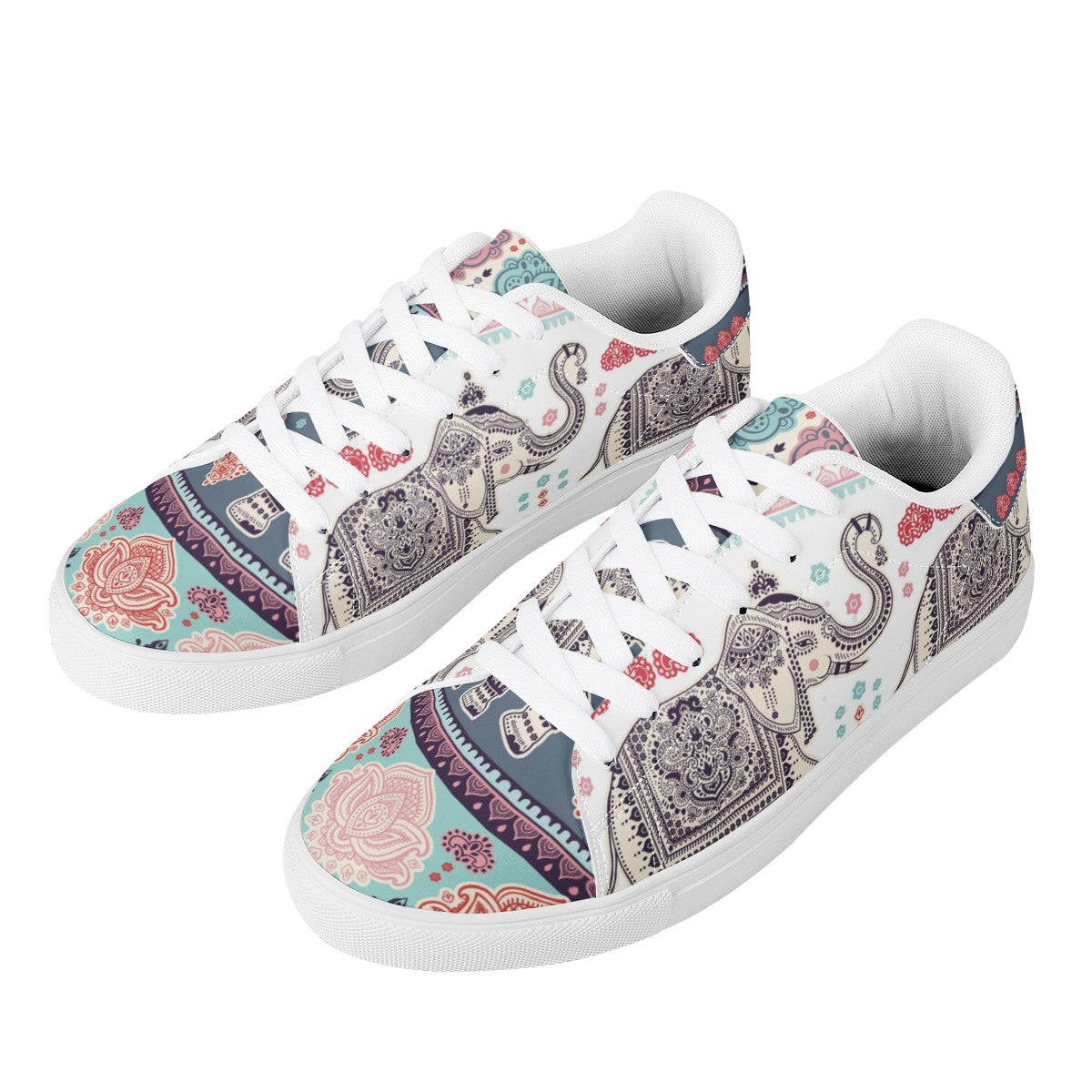 Elephant White Low Top Leather Shoes