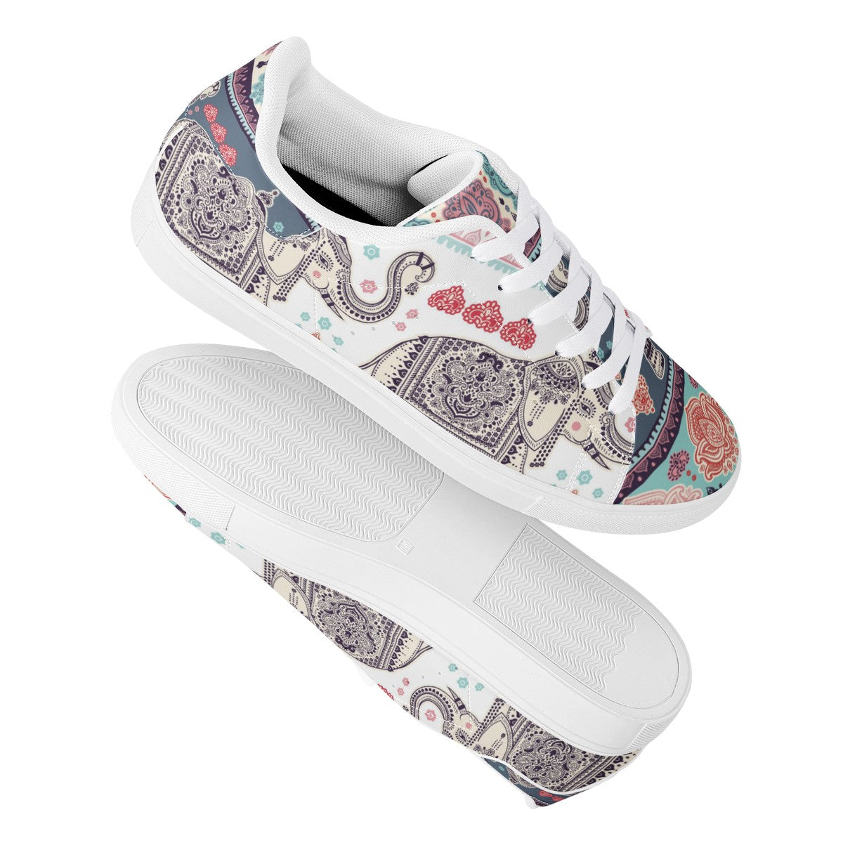 Elephant White Low Top Leather Shoes