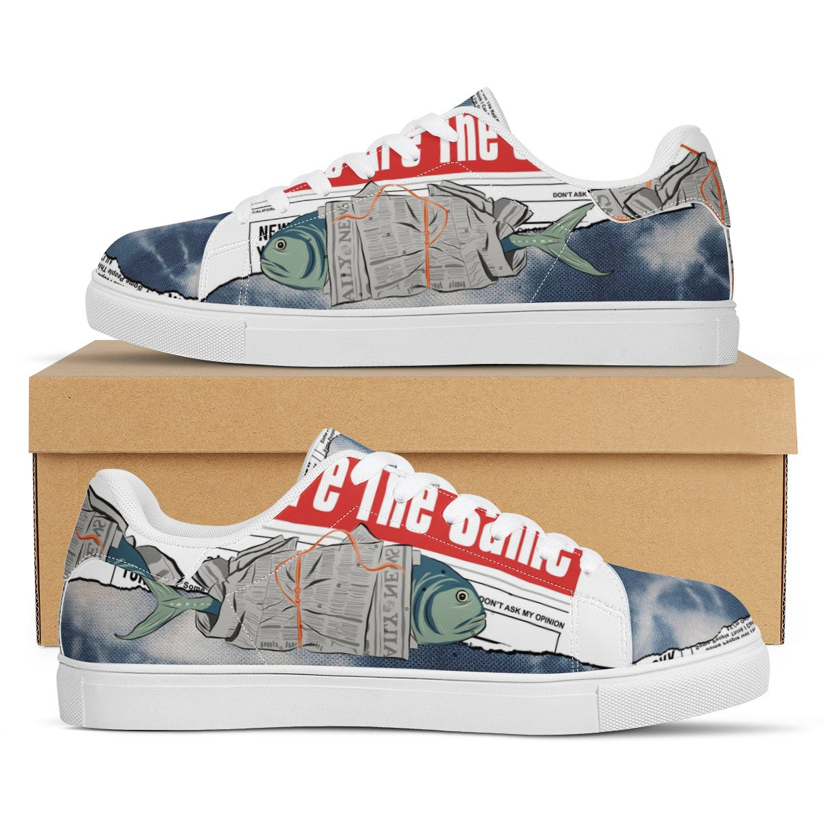 Fish Low Top Leather Shoes