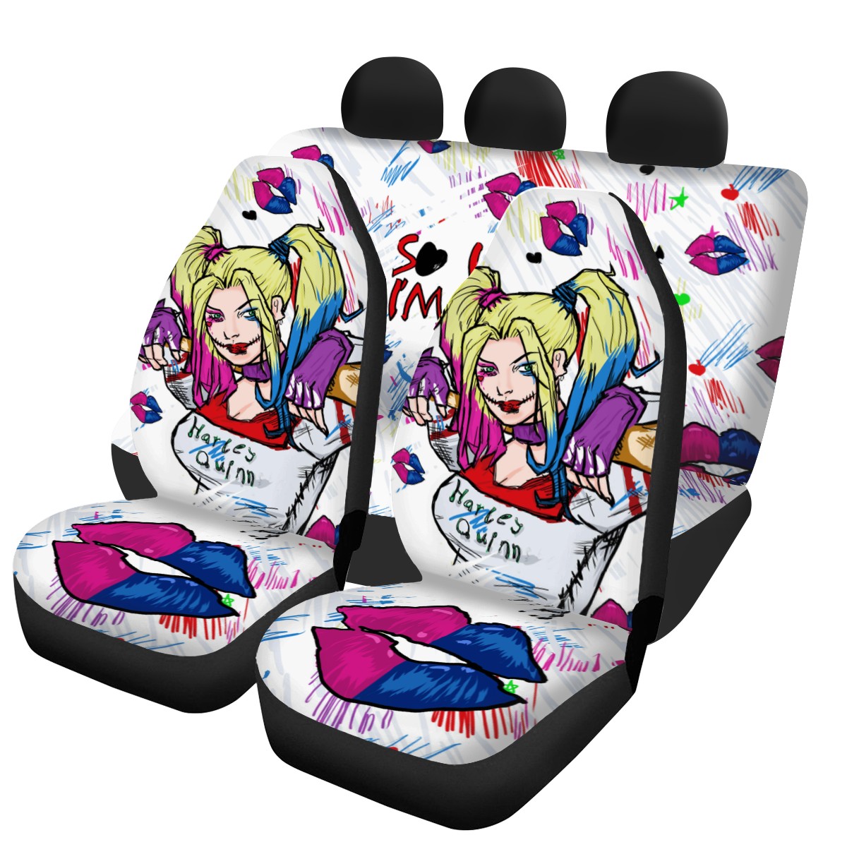 Harley Qulnn Custom 4Pcs Car Seat Covers