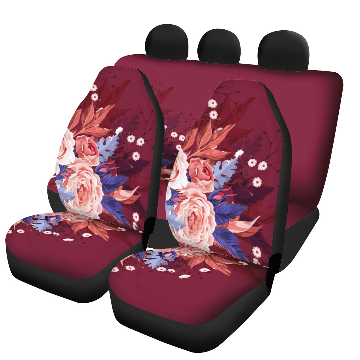 Flowers Custom 4Pcs Car Seat Covers