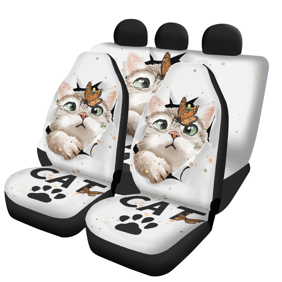 Cat Custom 4Pcs Car Seat Covers