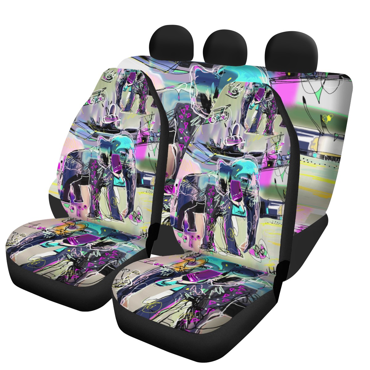 Elephant Custom 4Pcs Car Seat Covers
