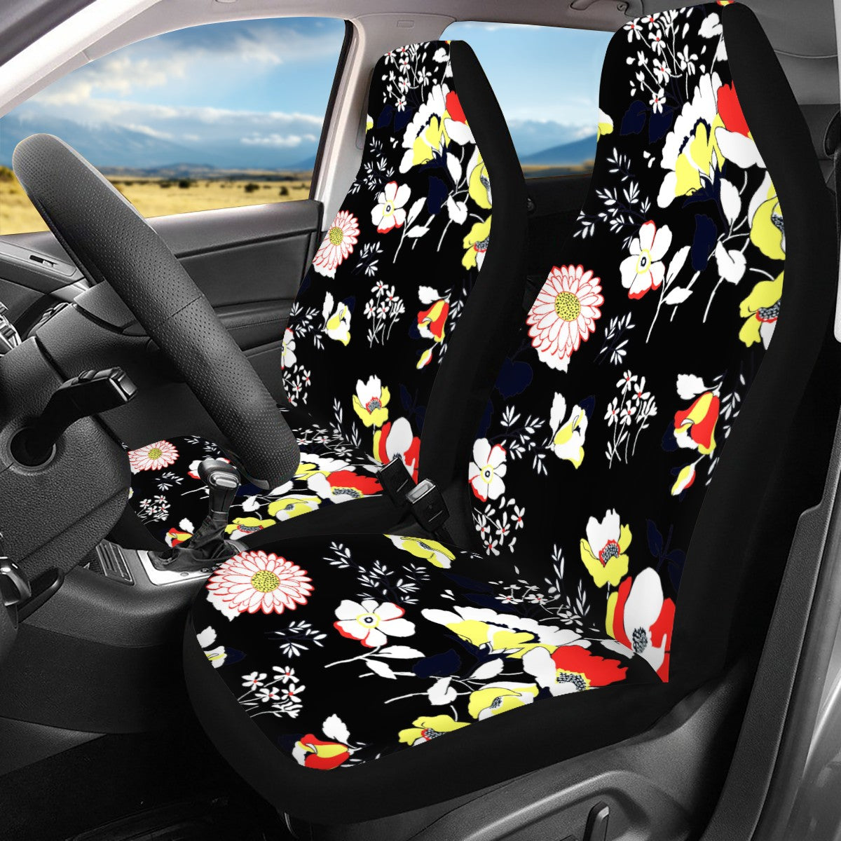 Flowers Custom 4Pcs Car Seat Covers