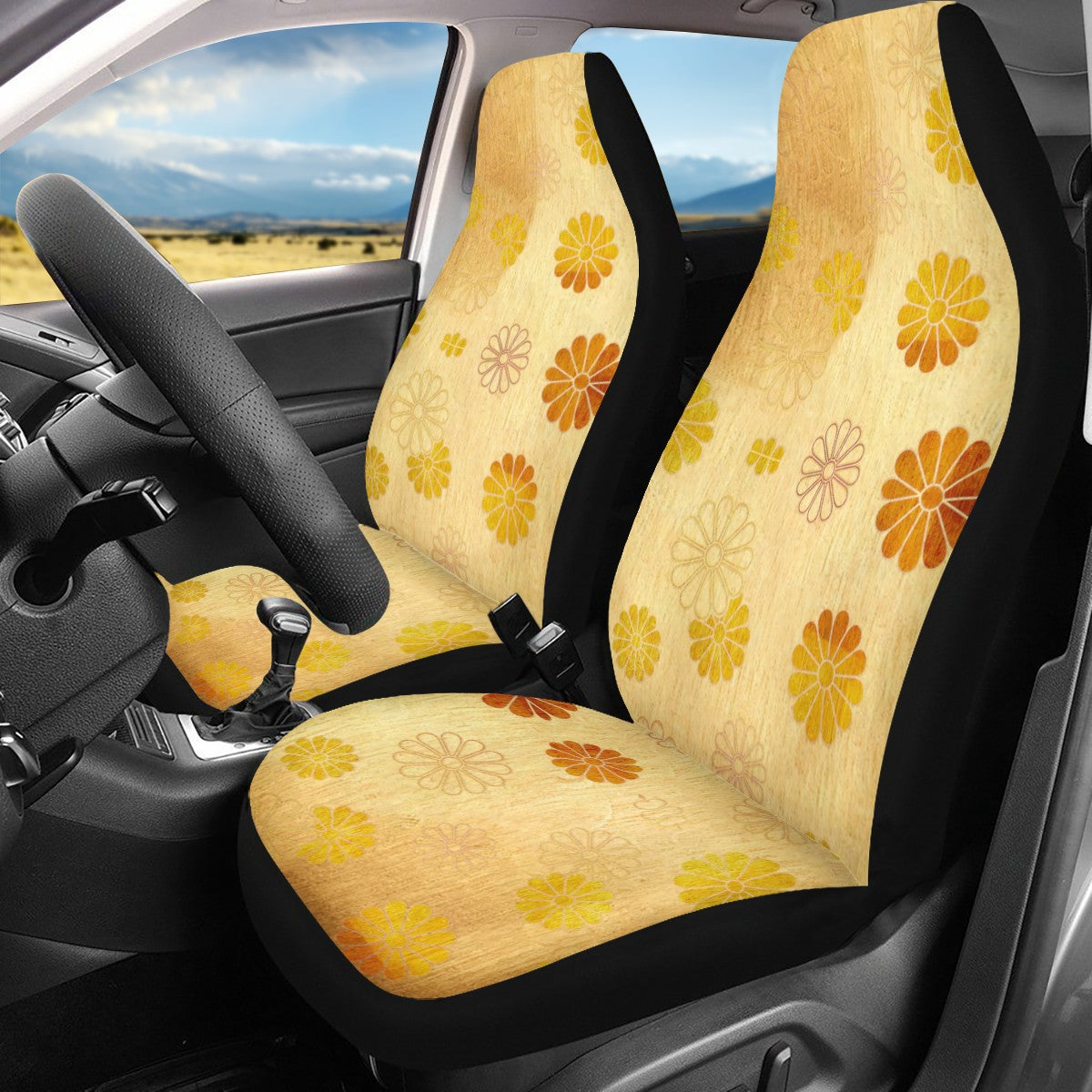 Yellow Daisies Custom 4Pcs Car Seat Covers