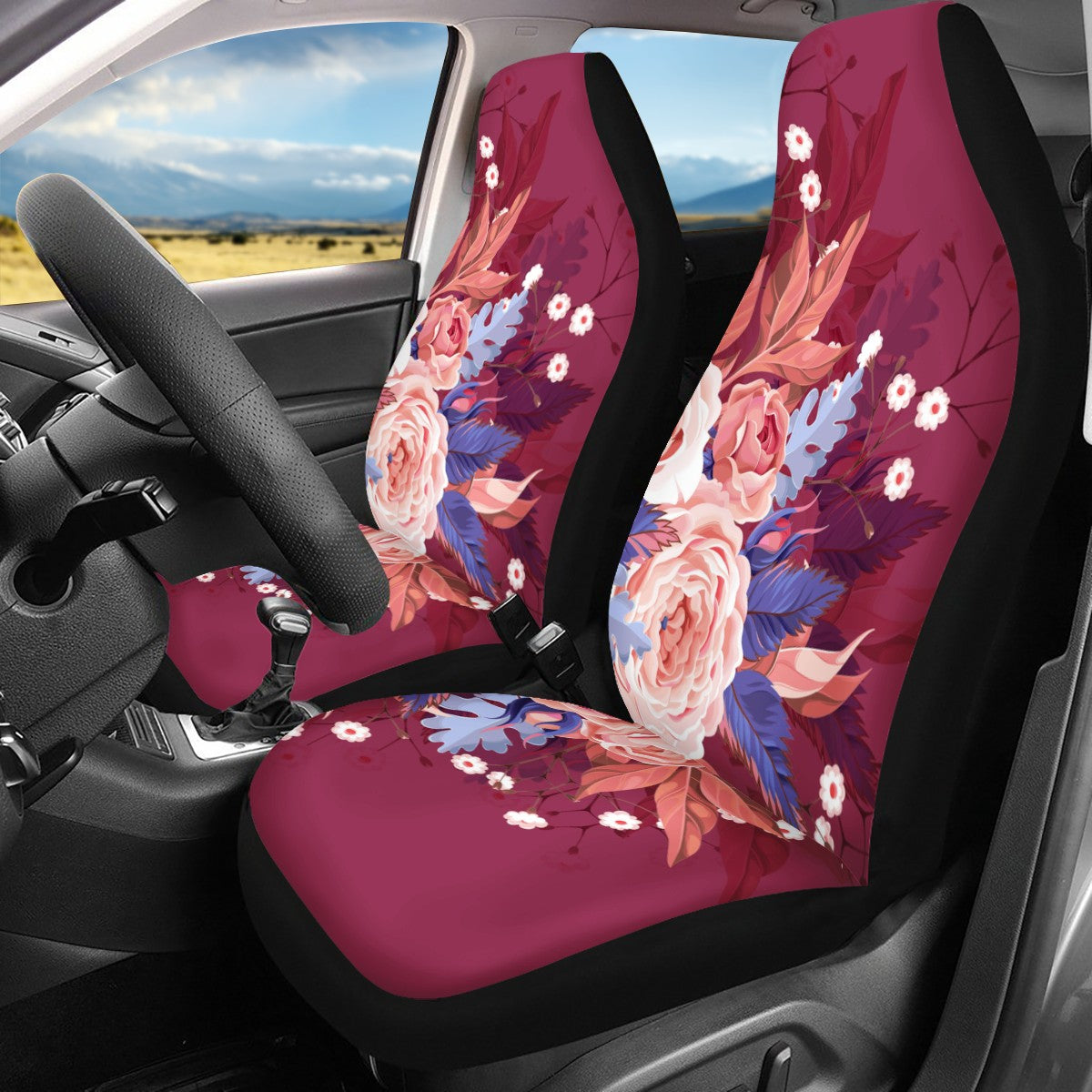Flowers Custom 4Pcs Car Seat Covers