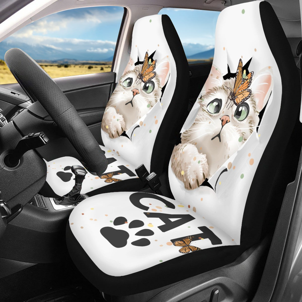 Cat Custom 4Pcs Car Seat Covers