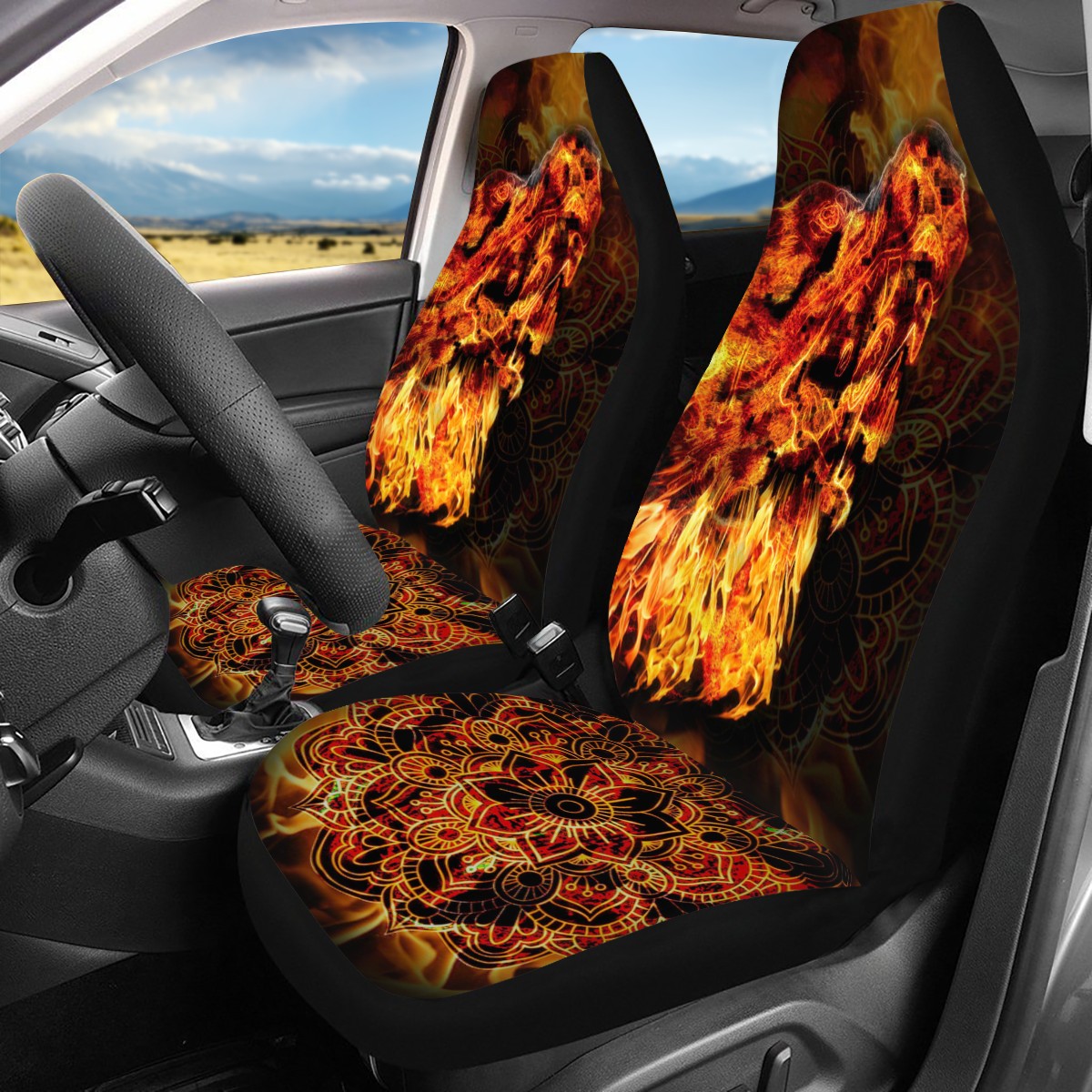 Wolf Custom 4Pcs Car Seat Covers