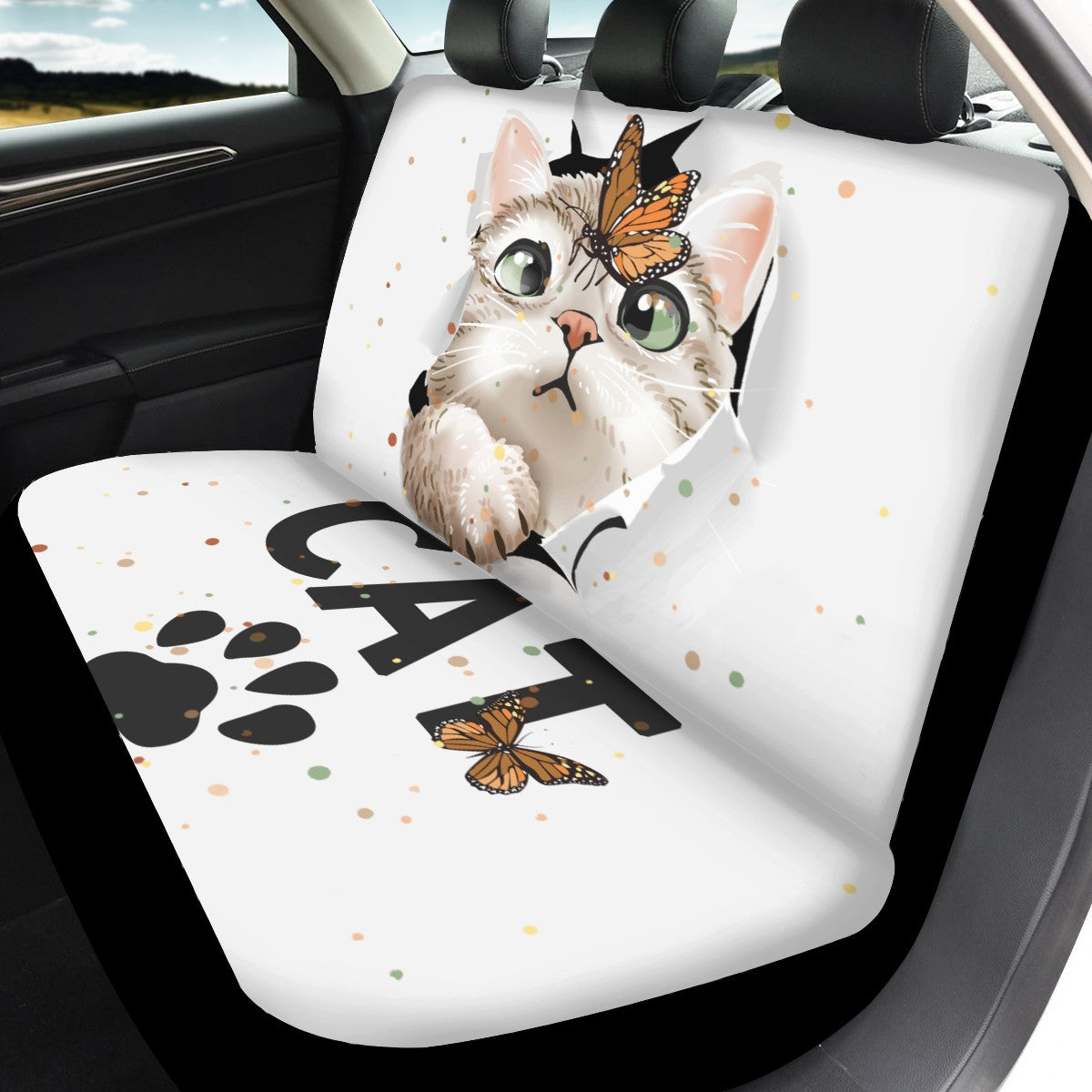 Cat Custom 4Pcs Car Seat Covers