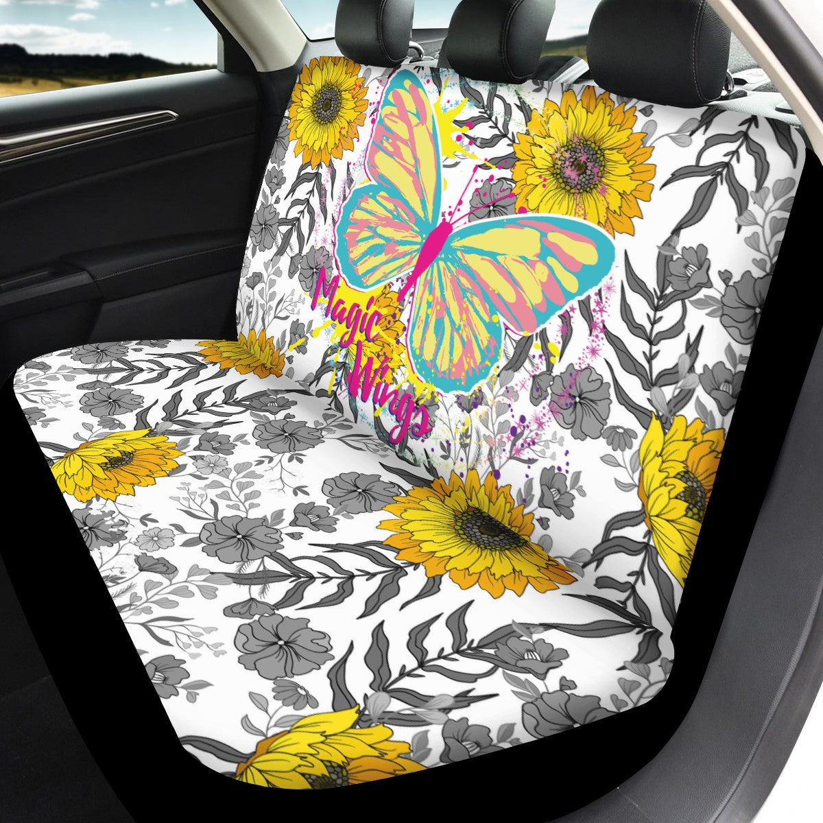 Sunflower &amp; Butterfly 4 Pcs Car Seat Covers