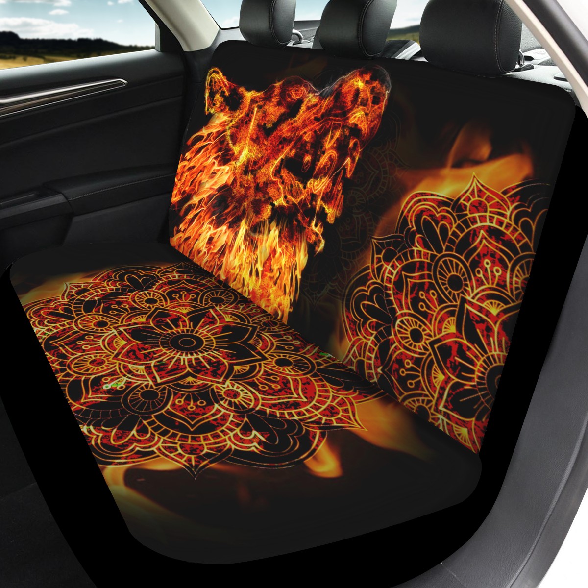 Wolf Custom 4Pcs Car Seat Covers