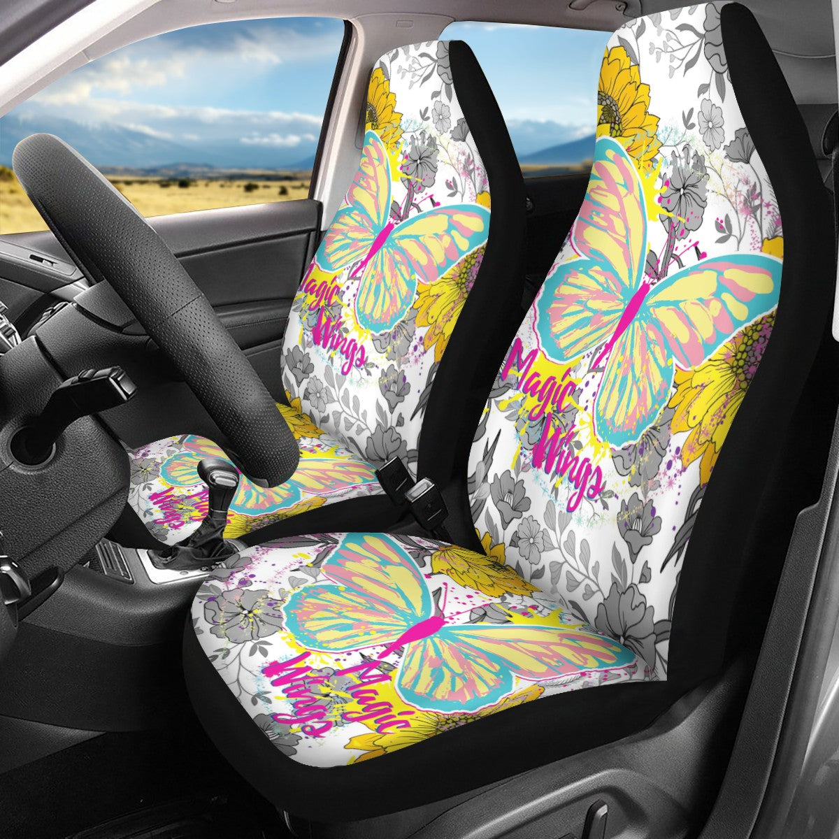 Sunflower &amp; Butterfly Custom Car Seat Covers