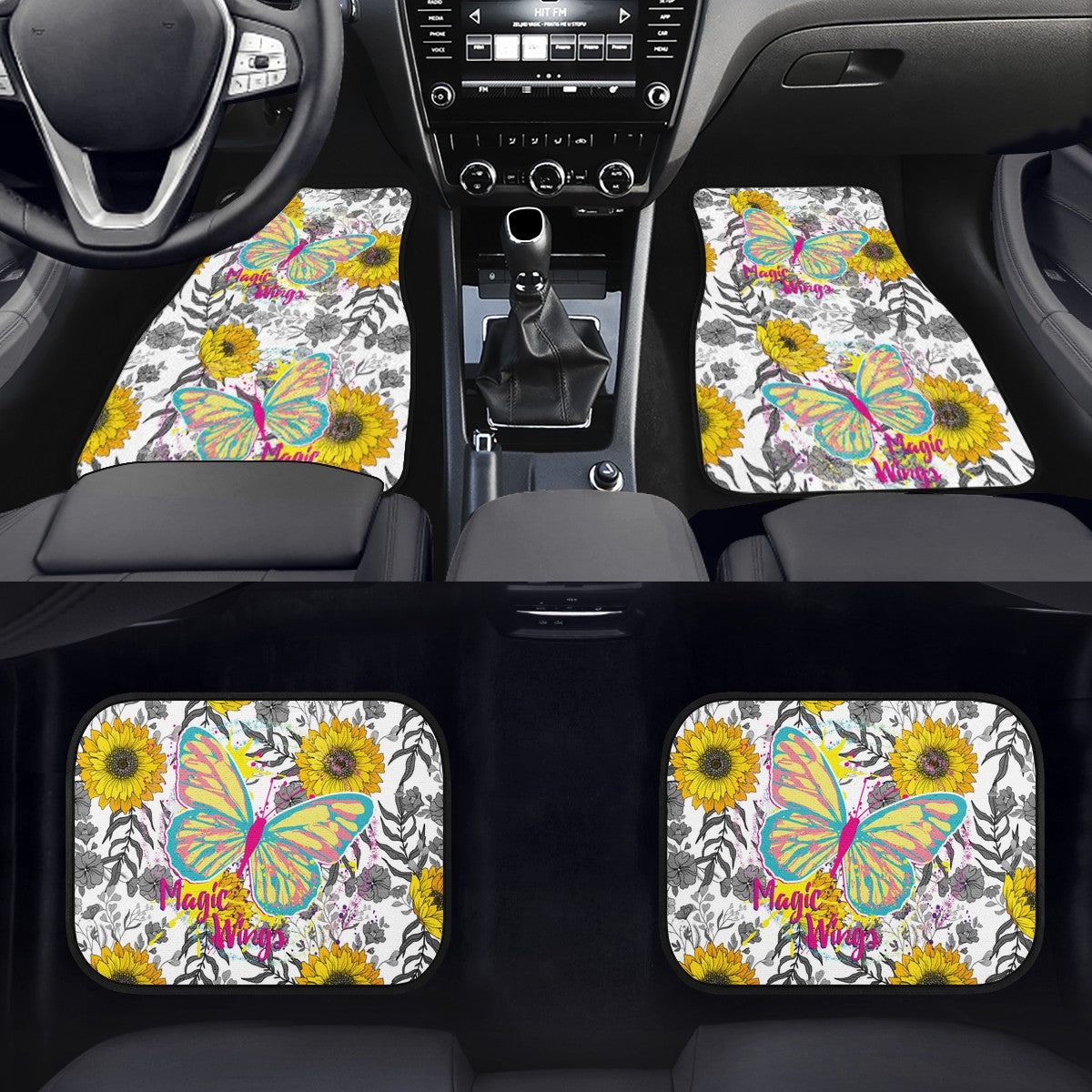 Sunflower & Butterfly Custom Car Floor Mats