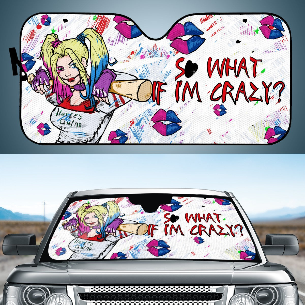 Harley Quinn Custom Car Windshield Sun Shade