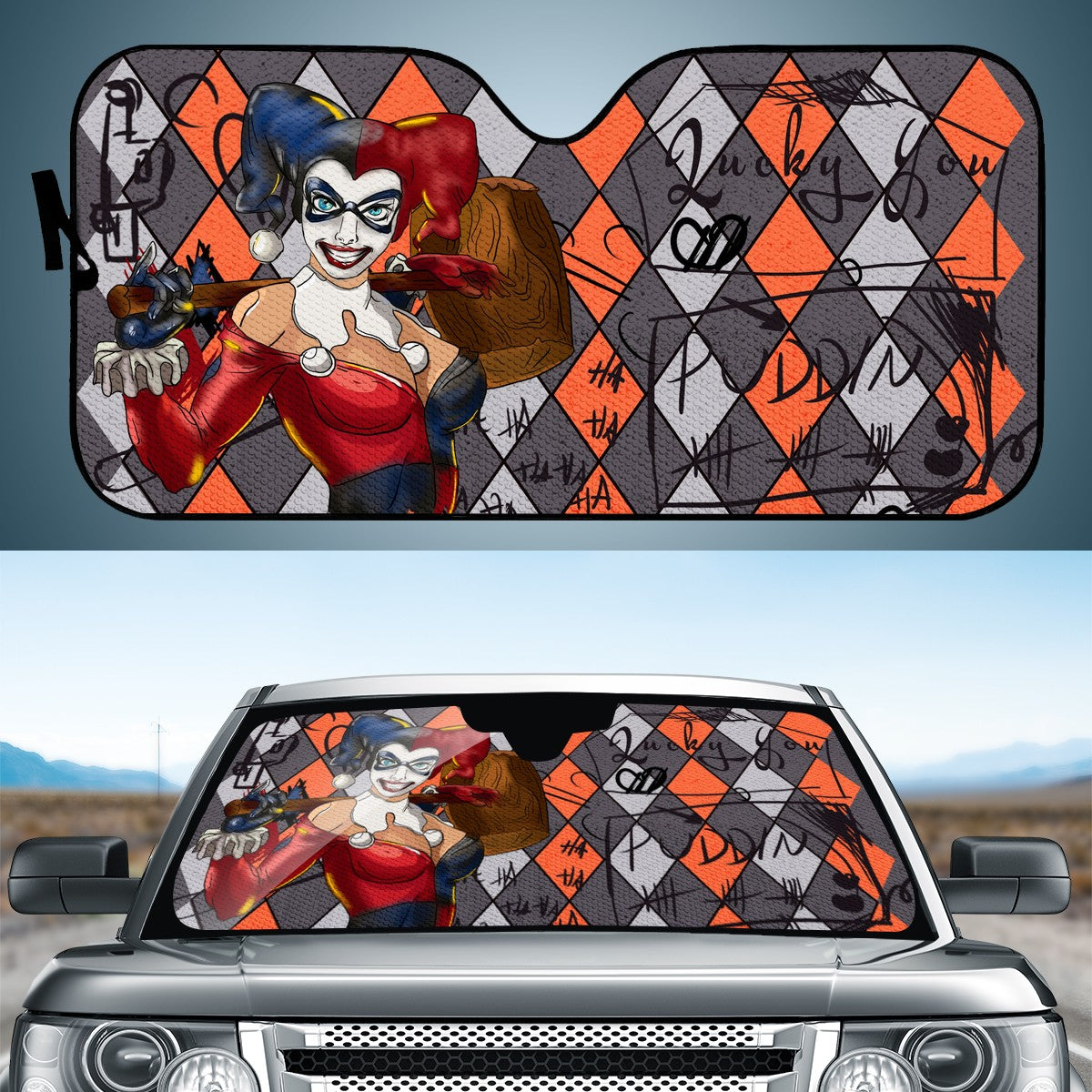Harley Quinn Custom Car Windshield Sun Shade