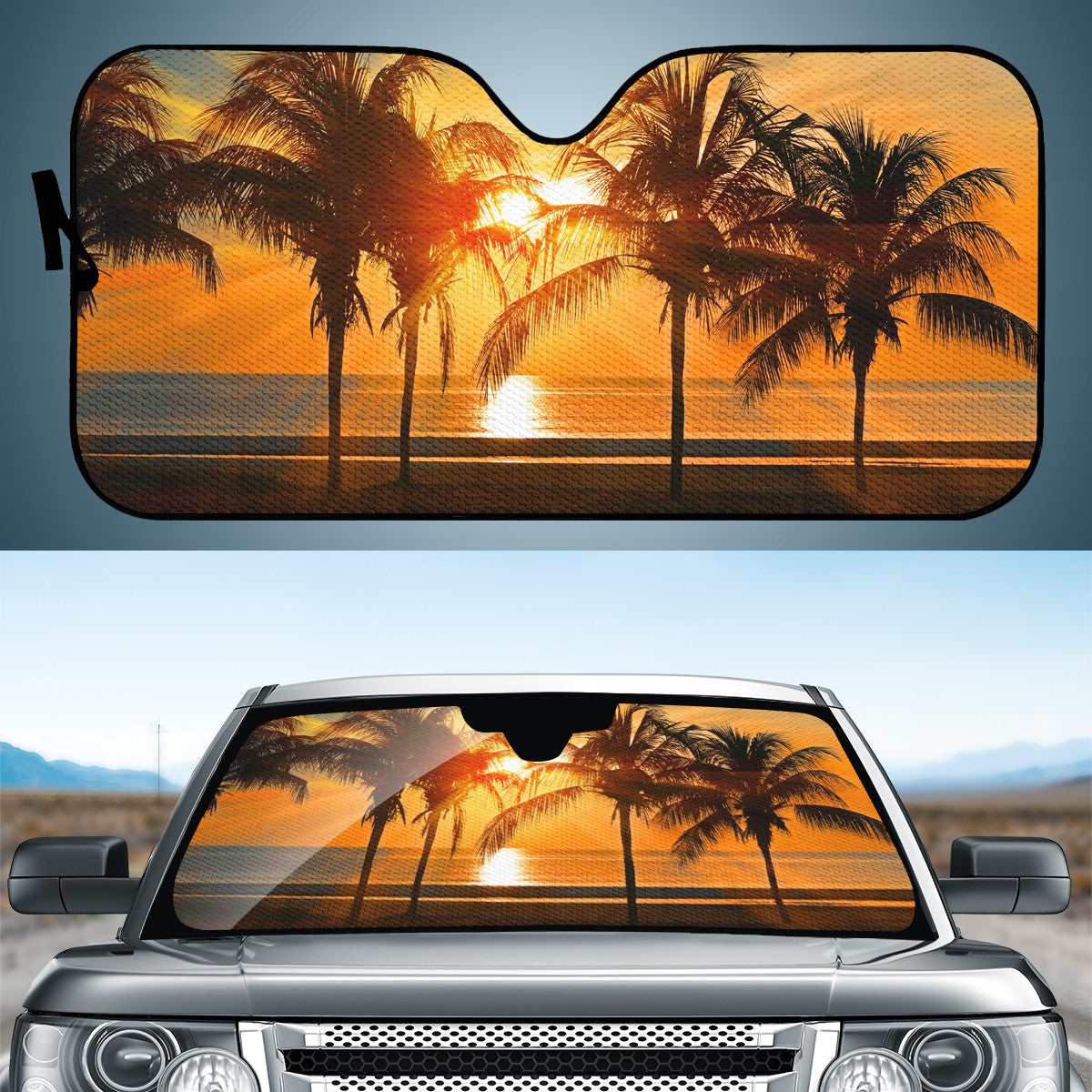 The Setting Sun & The Sea Custom Car Windshield Sun Shade
