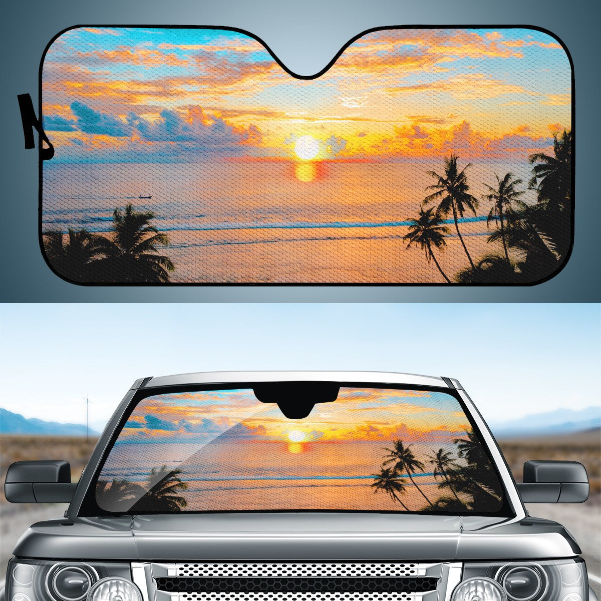 The Setting Sun & The Sea Custom Car Windshield Sun Shade