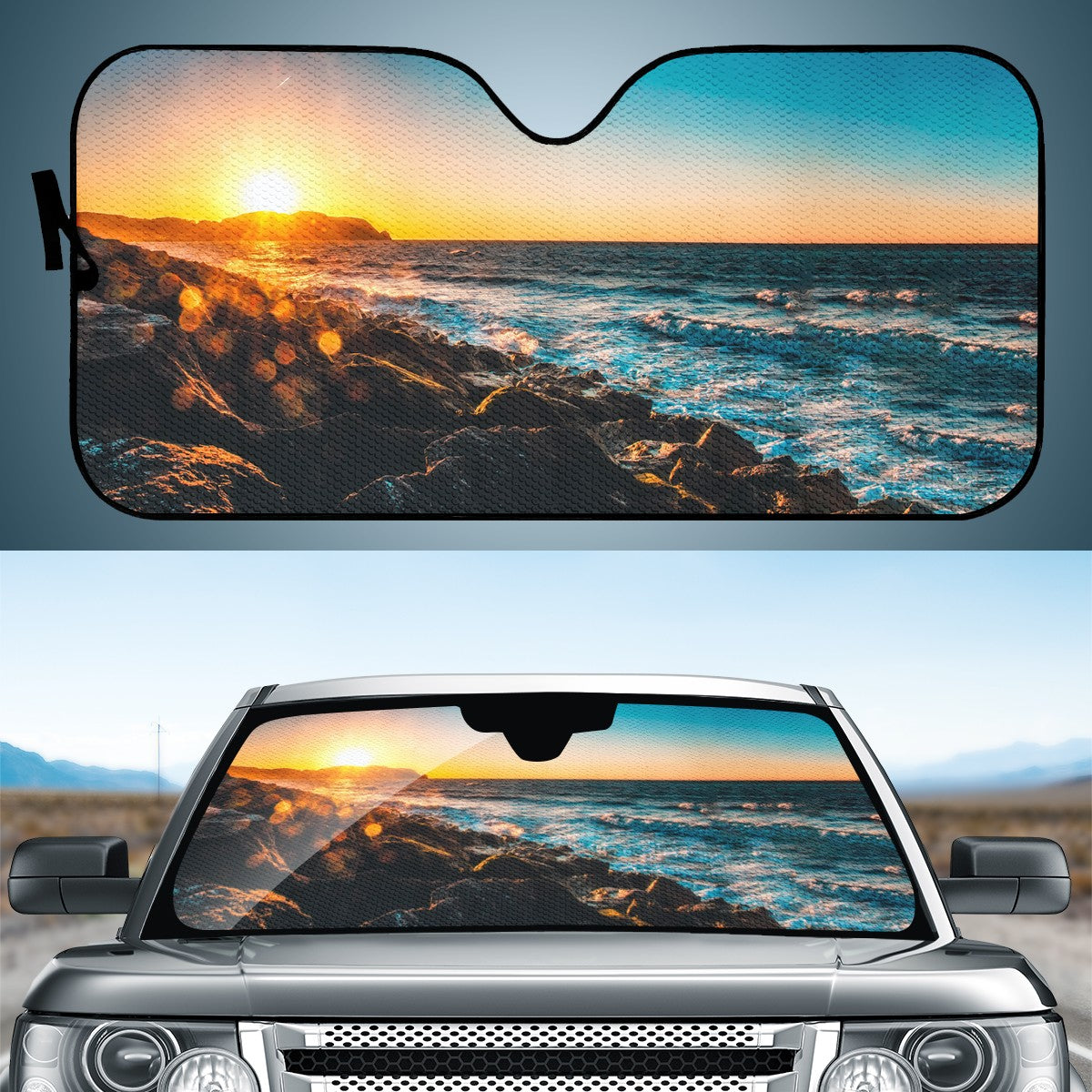 The Setting Sun & The Sea Custom Car Windshield Sun Shade