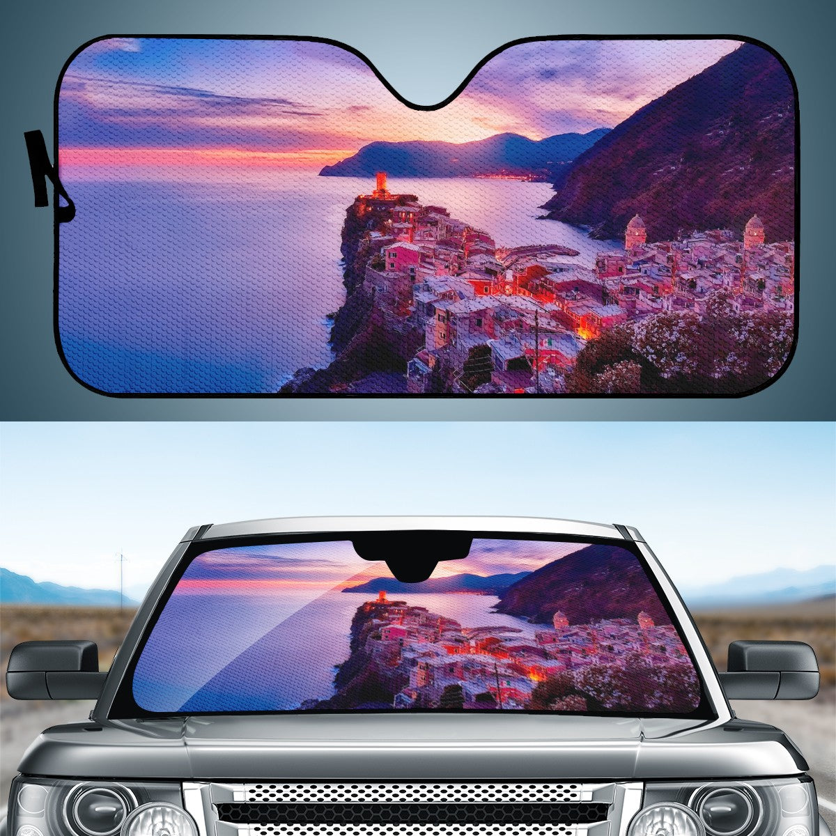 The Setting Sun &amp; The Sea Custom Car Windshield Sun Shade