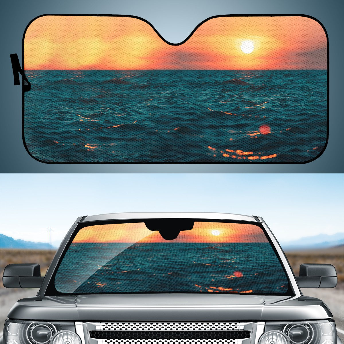 The Setting Sun & The Sea Custom Car Windshield Sun Shade