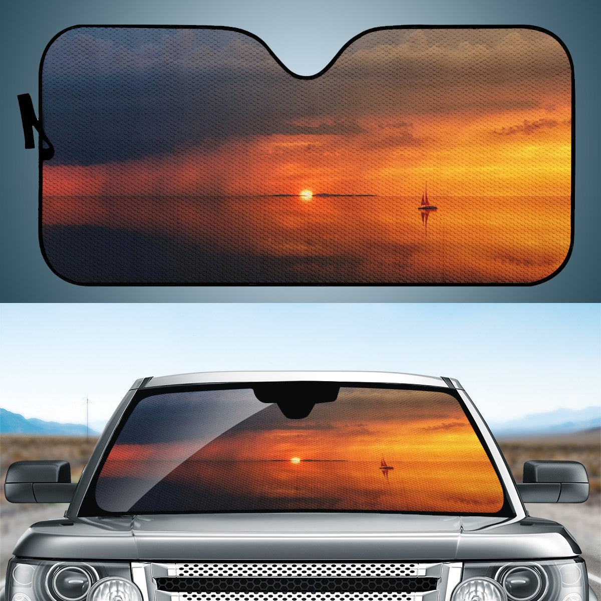 The Setting Sun & The Sea Custom Car Windshield Sun Shade