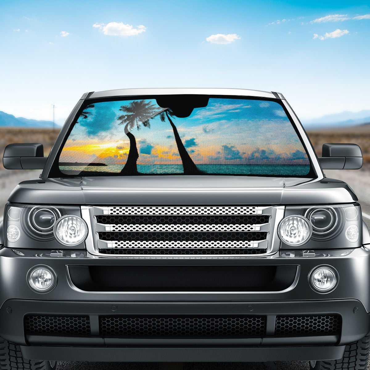 The Setting Sun &amp; The Sea Custom Car Windshield Sun Shade