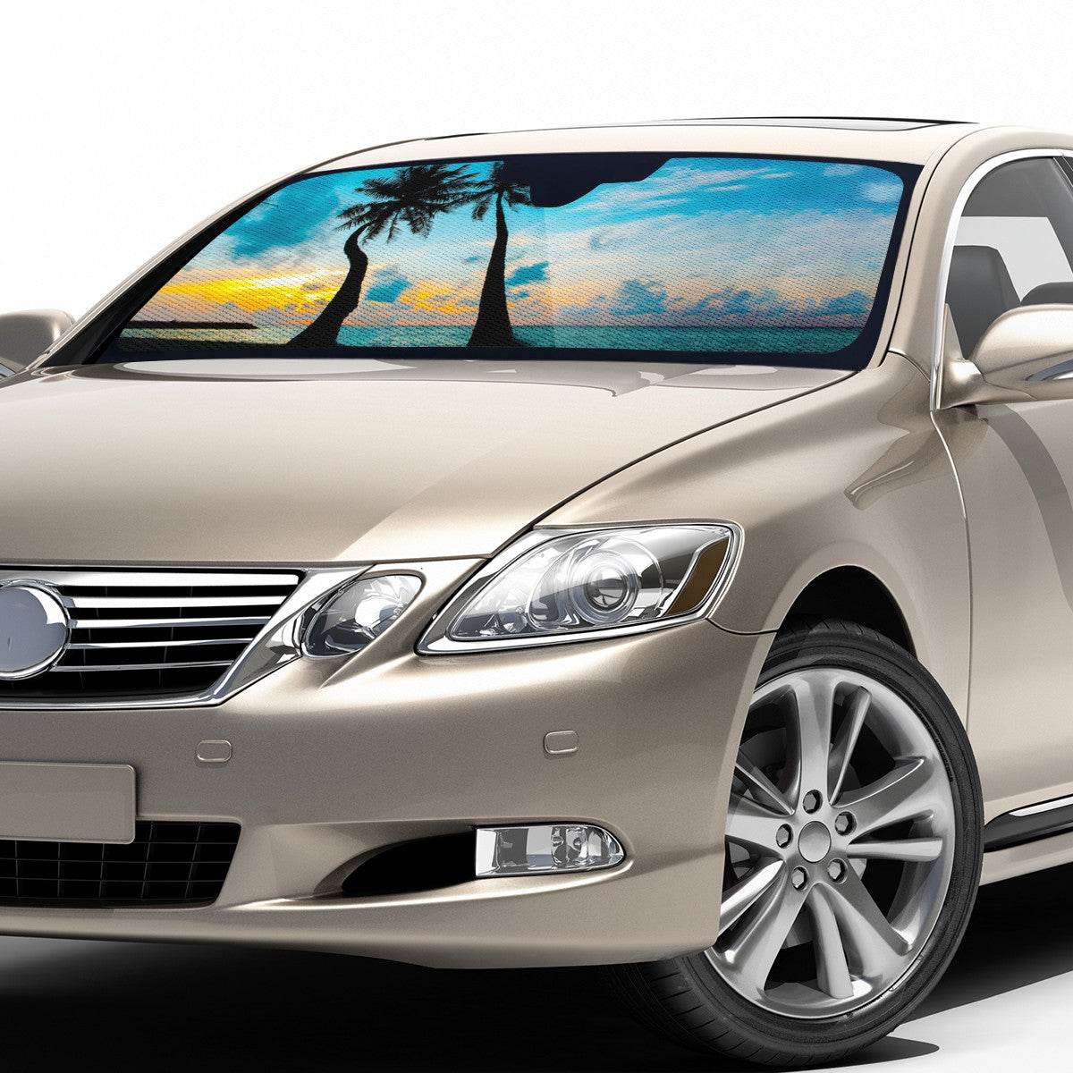 The Setting Sun &amp; The Sea Custom Car Windshield Sun Shade