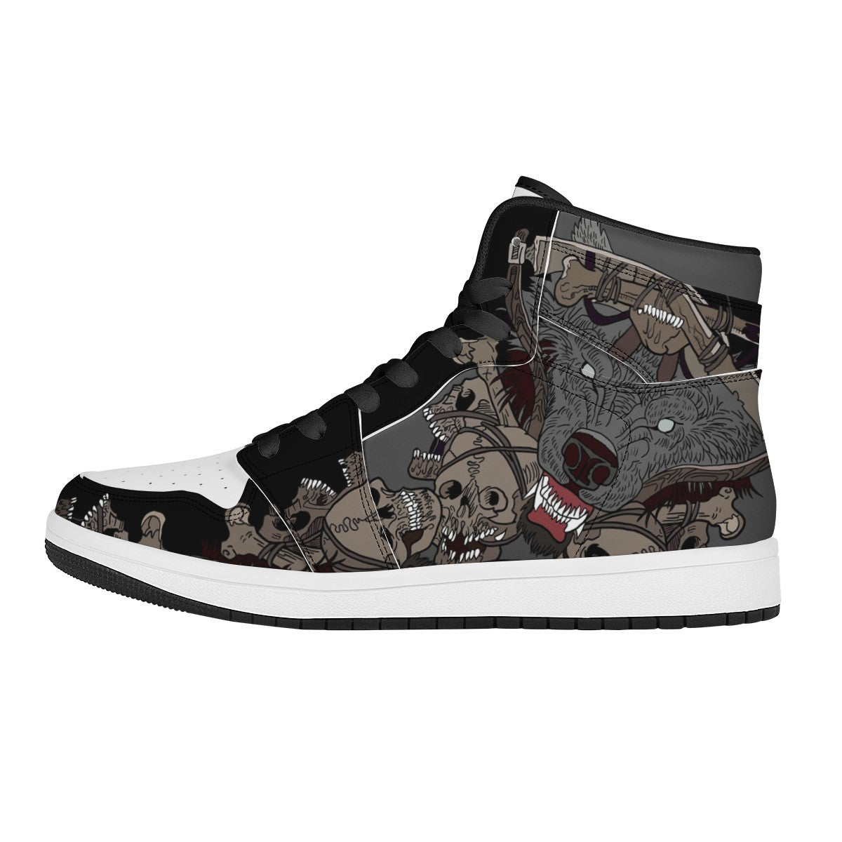 Animal Wolf High Top Leather Sneakers