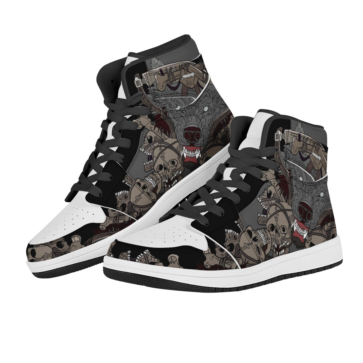Animal Wolf High Top Leather Sneakers
