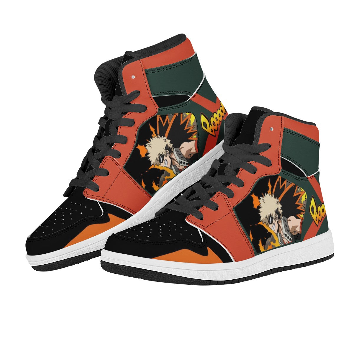 Katsuki Bakugo Black High Top Leather Sneakers