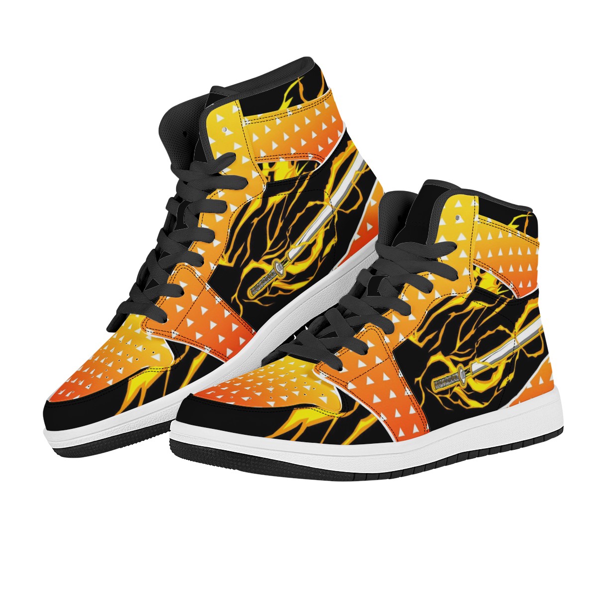 Zenitsu Agatsuma Black High Top Leather Sneakers