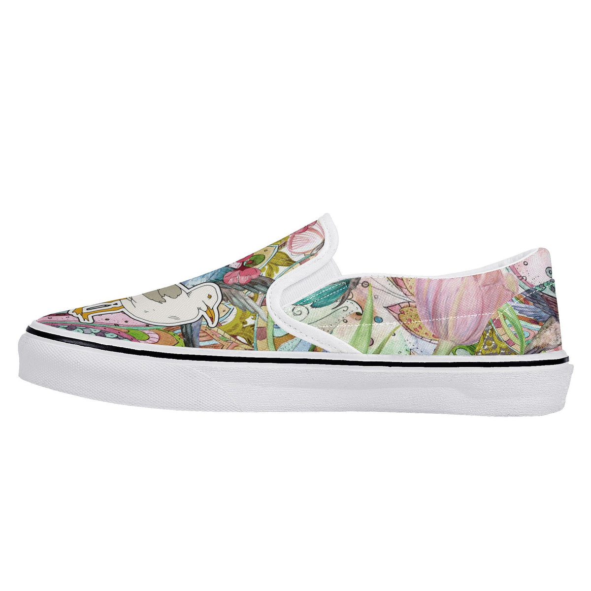 Flower Custom Vans Slip On Shoes